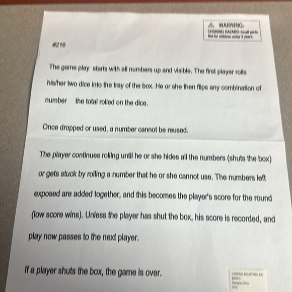 Shut the Box 2009 Cardinals Industries Inc game of skill. - Picture 3 of 3